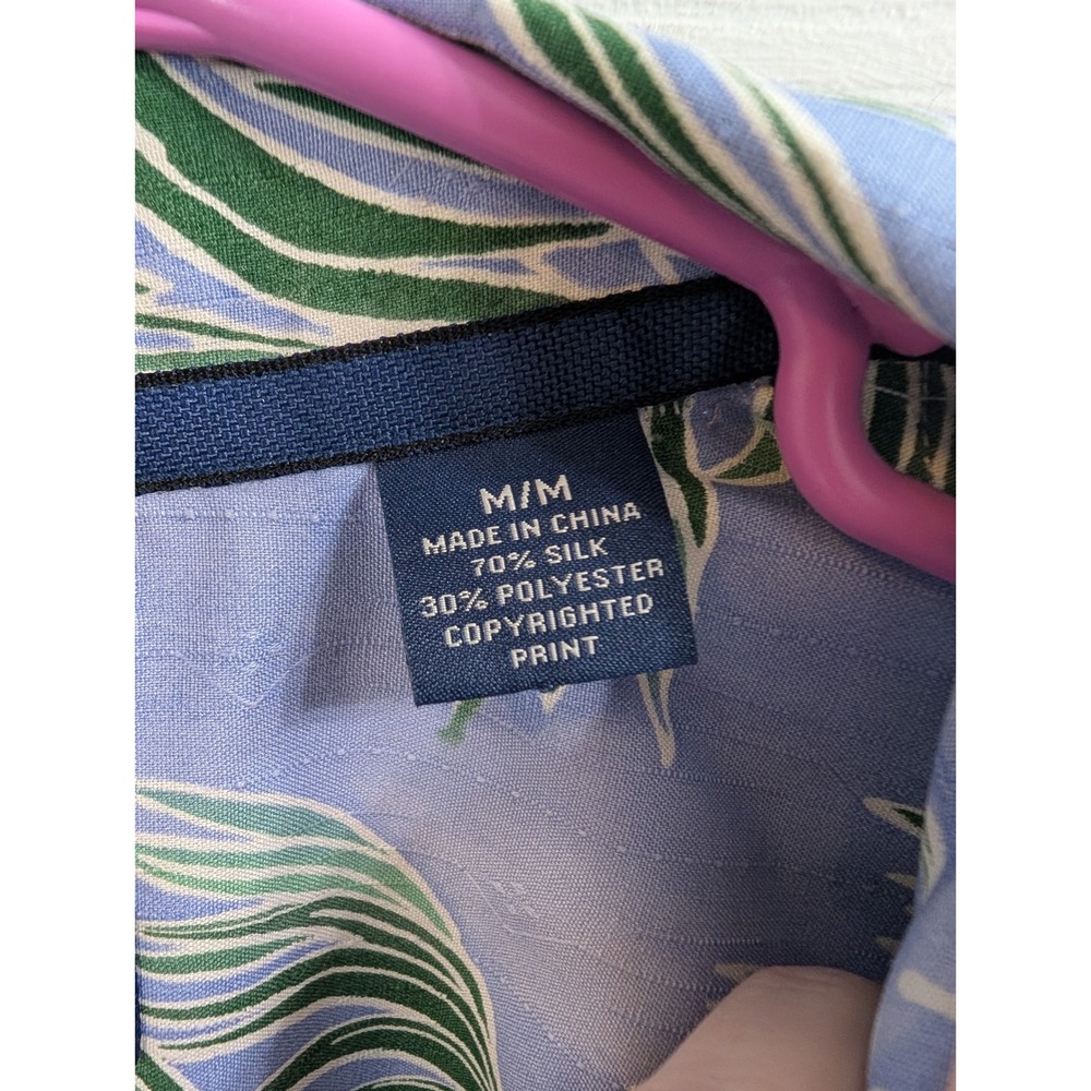 Tommy Bahama Hawaiian Shirt Mens Blue Silk Blend Palm Tree Original Fit - Size M - Picture 4 of 6